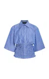 Brandon Maxwell The Harte Smocked Pima Cotton Shirt In Stripe