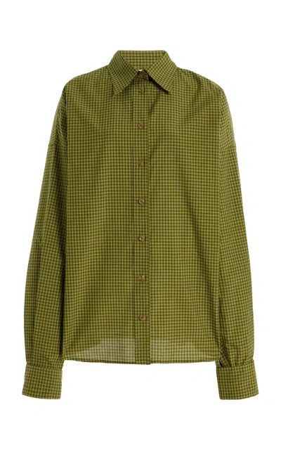 Brandon Maxwell The Harvey Relaxed Cotton Boyfriend Shirt In Green