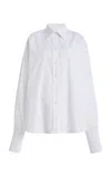 Brandon Maxwell The Harvey Relaxed Satin-poplin Boyfriend Shirt In White