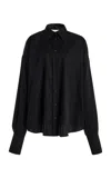 Brandon Maxwell The Harvey Relaxed Satin-poplin Boyfriend Shirt In Black