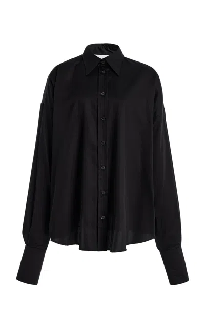 Brandon Maxwell The Harvey Relaxed Satin-poplin Boyfriend Shirt In Black