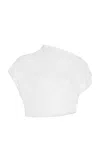 Brandon Maxwell The Helene Cowl Neck Draped Crop Top In White