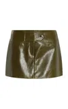 Brandon Maxwell The Henrietta Leather Mini Skirt In Dark Green