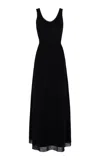 Brandon Maxwell The Hollis Sheer-trimmed Knit Maxi Dress In Black