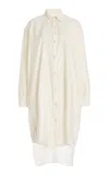 Brandon Maxwell The Hudson  Relaxed Button-up Mini Shirt Dress In White