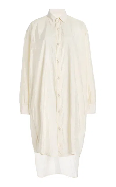 Brandon Maxwell The Hudson  Relaxed Button-up Mini Shirt Dress In White