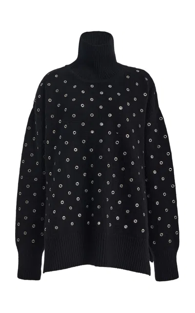Brandon Maxwell The Hughes Eyelet-detailed Oversized Cashmere Turtleneck Sweater In Black
