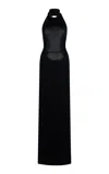 Brandon Maxwell The India Cashmere Halter Maxi Dress In Black