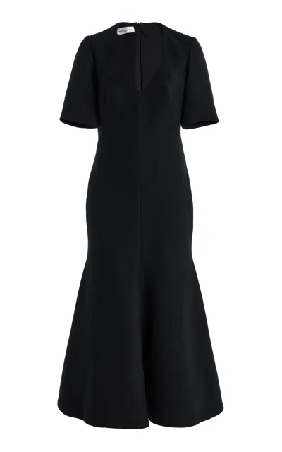 Brandon Maxwell The Ines Scoop-neck Crepe Midi Dress In Black