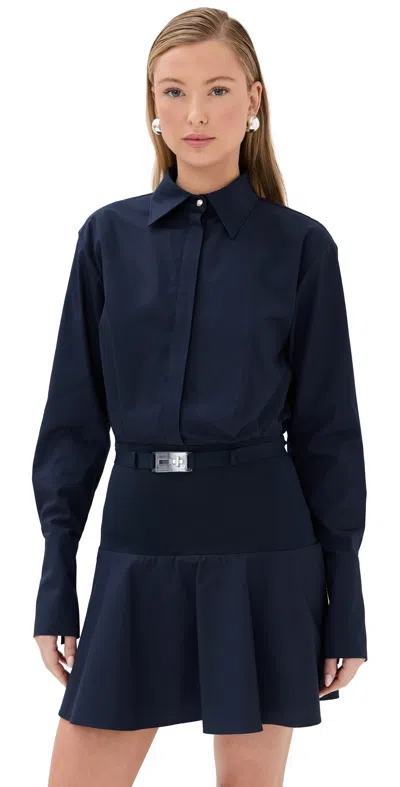 BRANDON MAXWELL THE IRENE MINI SHIRT DRESS NAVY