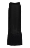 Brandon Maxwell The Iris Bauble-trimmed Knit Maxi Skirt In Black