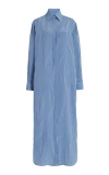 Brandon Maxwell The Isa Button Up Shirt Midi Dress In Blue