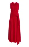 Brandon Maxwell The Isadora  Knot-detailed Draped Maxi Dress In Red