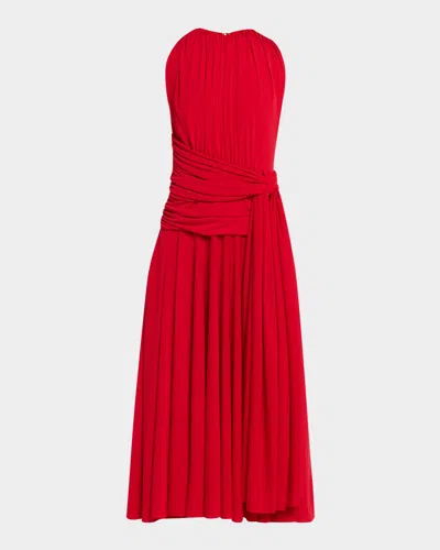 Brandon Maxwell The Isadora Sleeveless Draped Dress In Red