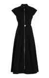 Brandon Maxwell The Jace Belted Cotton Maxi Dress In Black