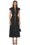 Brandon Maxwell The Jace Zip-up Belted Maxi Dress In Black