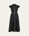 Brandon Maxwell The Jace Zip-up Belted Maxi Dress In Black