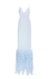 Brandon Maxwell The Jacqueline Hem-embroided Slip Silk Dress In Light Blue