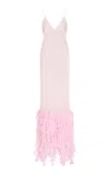 Brandon Maxwell The Jacqueline Hem-embroided Slip Silk Dress In Light Pink