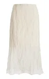 Brandon Maxwell The James Low-rise Metallic Organza Midi Skirt In Off-white