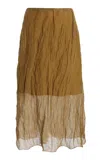 Brandon Maxwell The James Low-rise Metallic Organza Midi Skirt In Tan