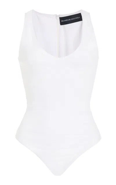 Brandon Maxwell The Janie Stretch-linen Tank Bodysuit In White