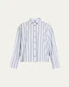 Brandon Maxwell The Javi Boxy Striped Cotton Shirt In Blue