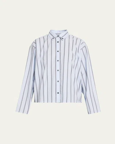 Brandon Maxwell The Javi Boxy Striped Cotton Shirt In Blue