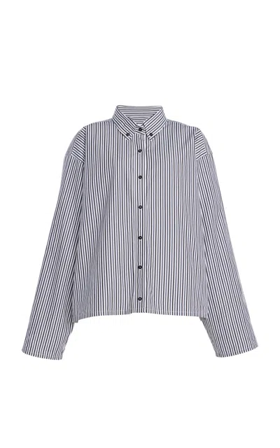 Brandon Maxwell The Javi Striped Cotton Button-down Shirt In Black,white