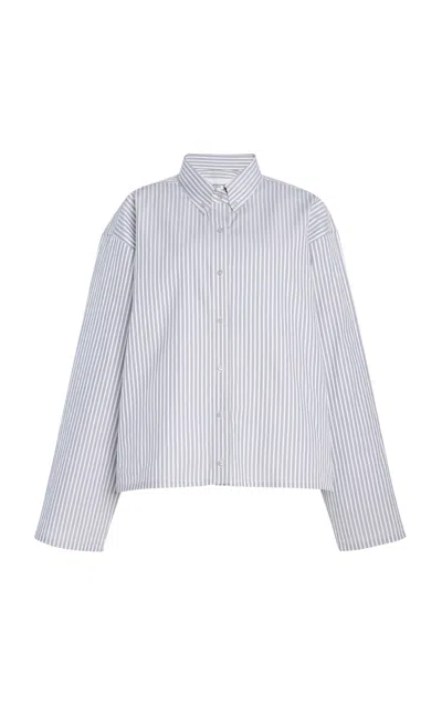 Brandon Maxwell The Javi Striped Cotton Button-down Shirt In Grey