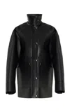 Brandon Maxwell The Jesi Oversized Glazed Leather Jacket In Black