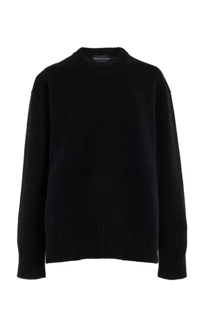 Brandon Maxwell The Joanna Classic Knit Cashmere Sweater In Black