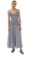 Brandon Maxwell The Josie Shirred Striped Cotton Midi Dress