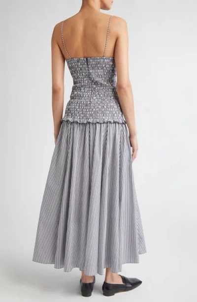 Brandon Maxwell The Josie Stripe Smocked Cotton Dress