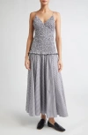 Brandon Maxwell The Josie Smocked Pima Cotton Midi Dress In Black,white