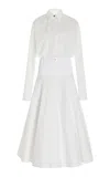 Brandon Maxwell The Judith Combo Knit Yoke Shirtdress In Black