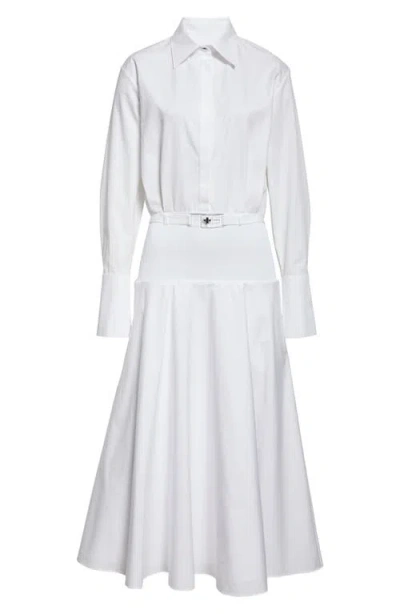 Brandon Maxwell The Judith Long Sleeve Midi Shirtdress In White