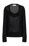 Brandon Maxwell The Jules Open-knit Sweater In Black