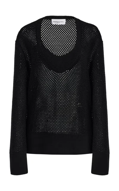 Brandon Maxwell The Jules Open-knit Sweater In Black