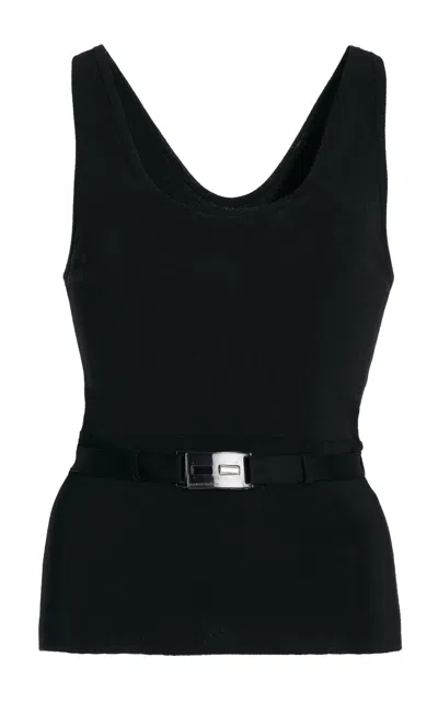 Brandon Maxwell The Julia Belted Knit Tank Top In Black