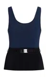 Brandon Maxwell The Julia Belted Knit Tank Top In Multi