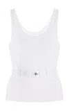 Brandon Maxwell The Julia Belted Knit Tank Top In White
