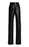 Brandon Maxwell The Kaia Leather Straight-leg Pants In Black