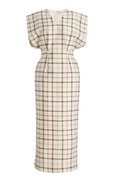 Brandon Maxwell The Keaton  Plaid Wool-silk Midi Dress In Multi