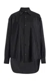 Brandon Maxwell The Keegan  Relaxed Technical Silk Shirt In Black