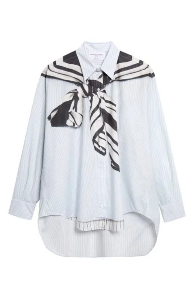 Brandon Maxwell The Keegan Trompe L'oeil Button-up Shirt In Blue