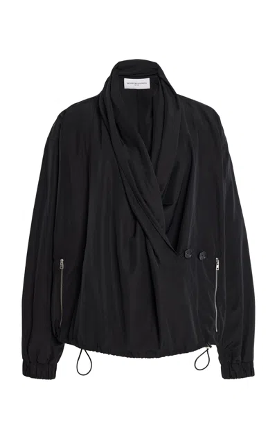 Brandon Maxwell The Keir Draped Poplin Jacket In Black