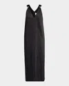 Brandon Maxwell The Keke Plunging Ring-strap Maxi Dress In Black