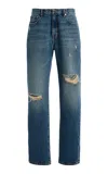 Brandon Maxwell The Kit Low-rise Denim Tapered Jeans In Blue