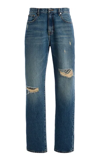 Brandon Maxwell The Kit Low-rise Denim Tapered Jeans In Blue